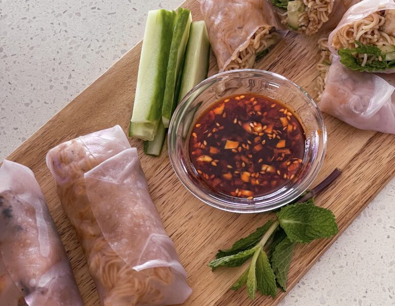 Purple Garlic Noodle Summer Roll