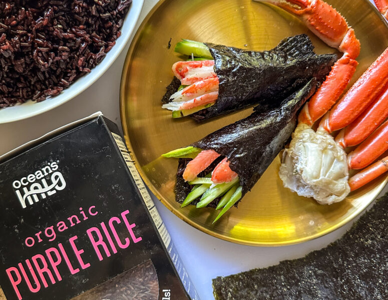 California Crab Hand Roll with Ocean’s Halo Purple Rice